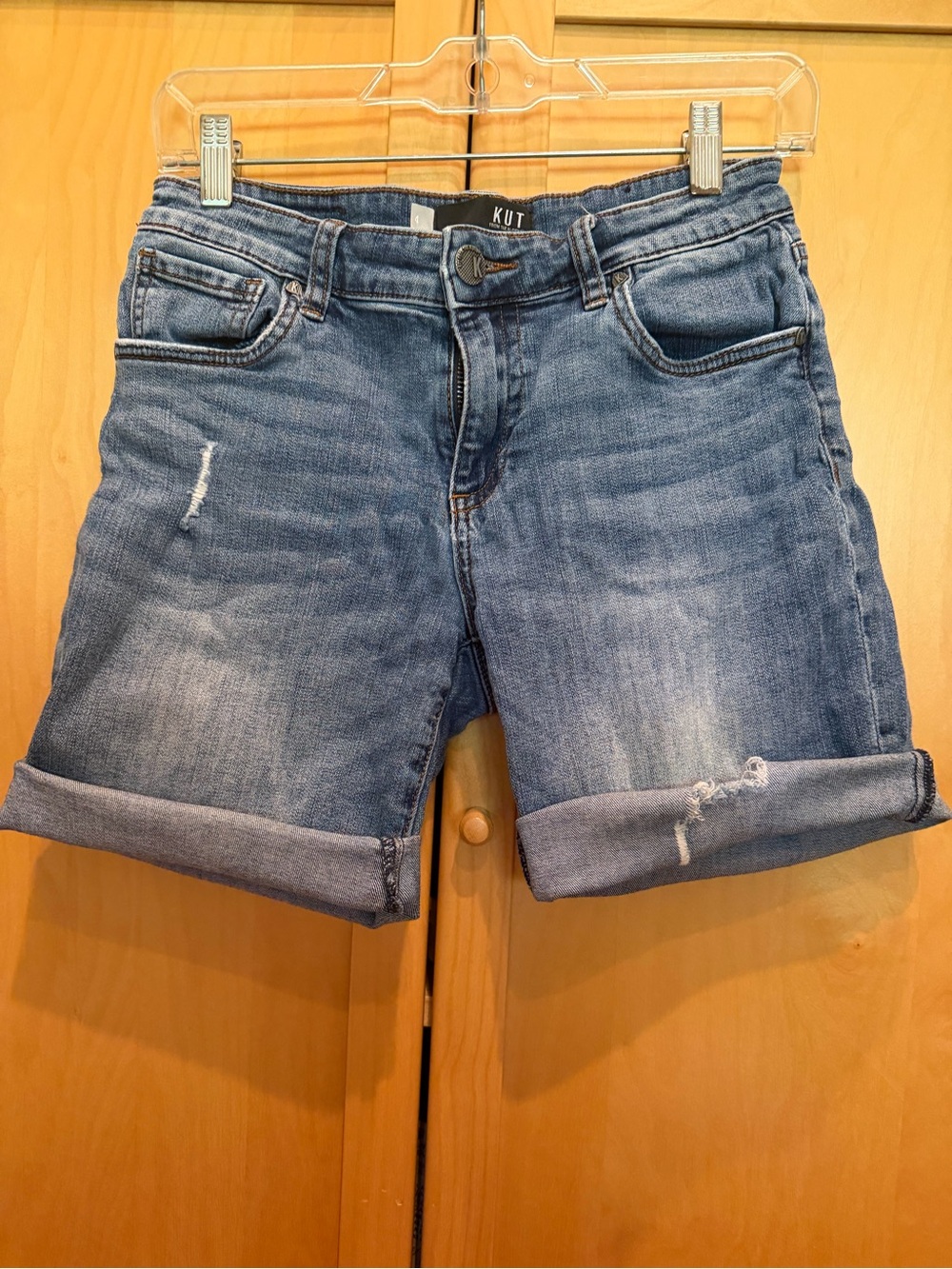 Kut from the Kloth Catherine Boyfriend Classic Blue Denim Shorts